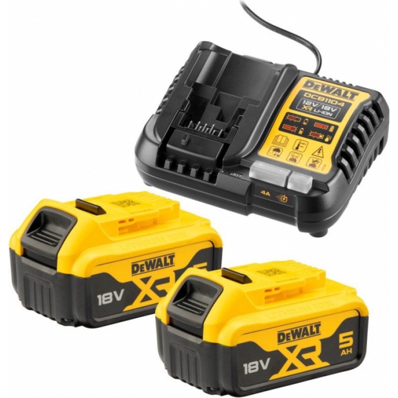 Dewalt Komplekts lādētājs + 2x5Ah (DCB1104+DCB184)