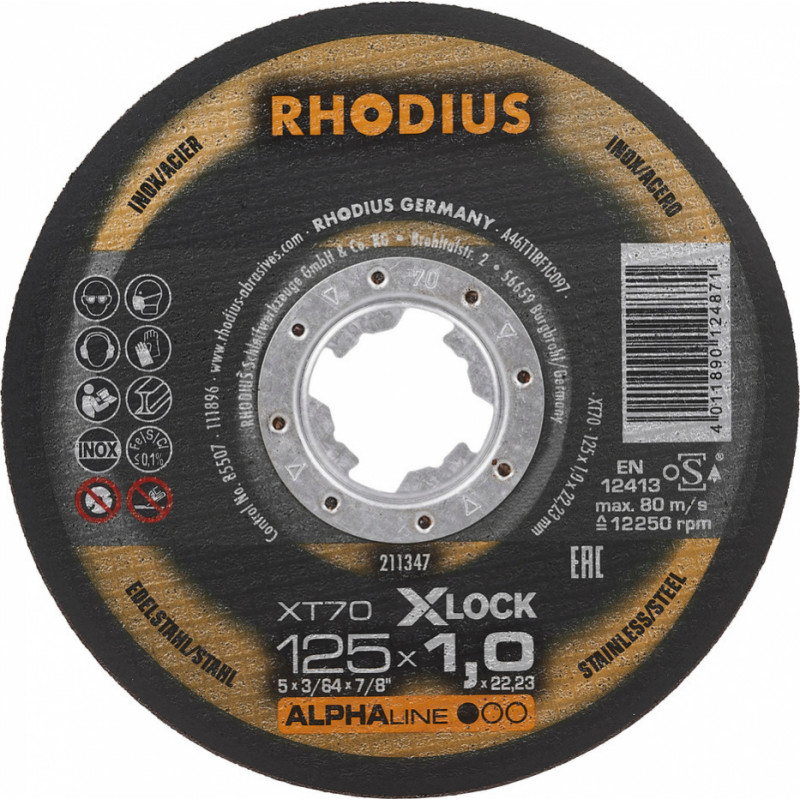 Rhodius Met.pj. diskas XT70 125x1,0x22 X-LOCK