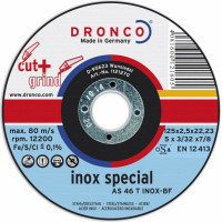 Osborn-Dronko Griešana disks DRONCO AS46/AS 30T INOX CUT + GRIND T27 (115 x 2,5 x 22,23)